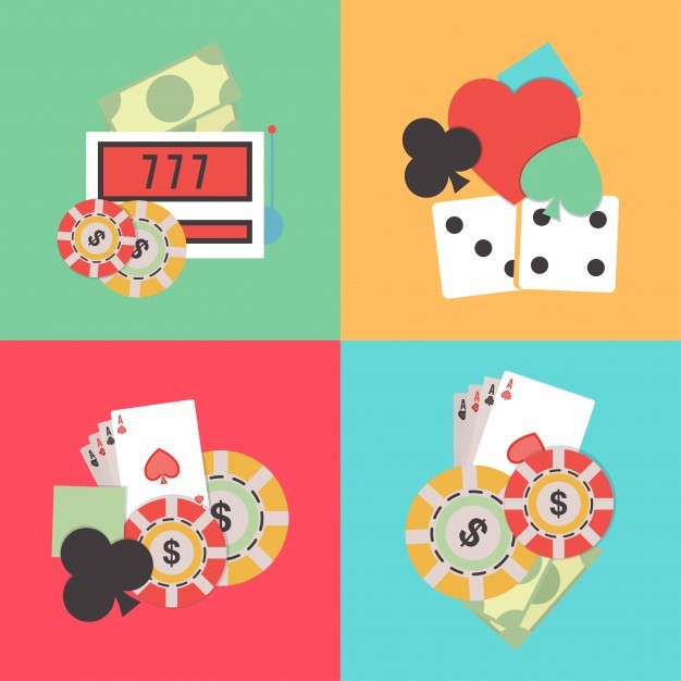 illustrations jeux de casino jetons cartes dés